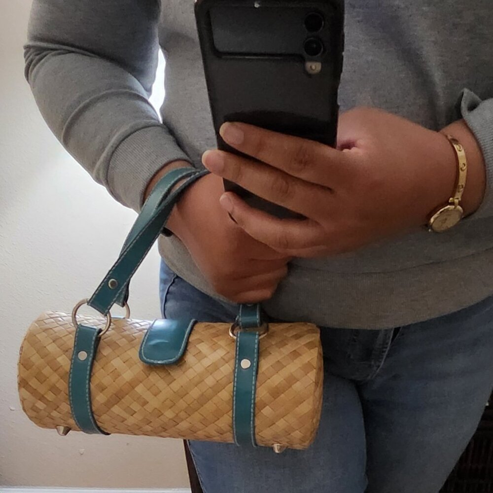 Vintage Straw Barrel Bag